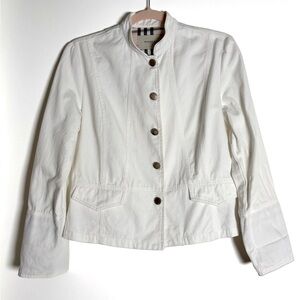 Burberry White Denim Jacket – Signature Check Lining, British Designer size M